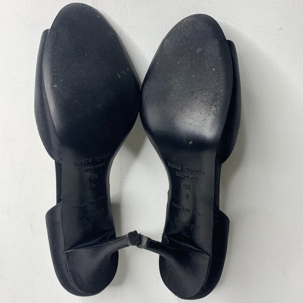 Kate Spade Chrisette Black Satin Open Toe Formal Heels - Size 8.5 - Picture 8 of 8